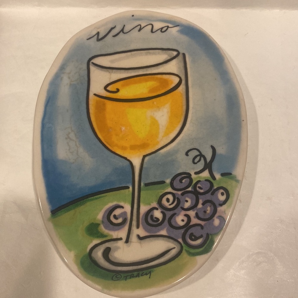 MUD PIE Tracy D. Flickinger 7p Wine Glass Charms & Tray - Picture 3 of 6